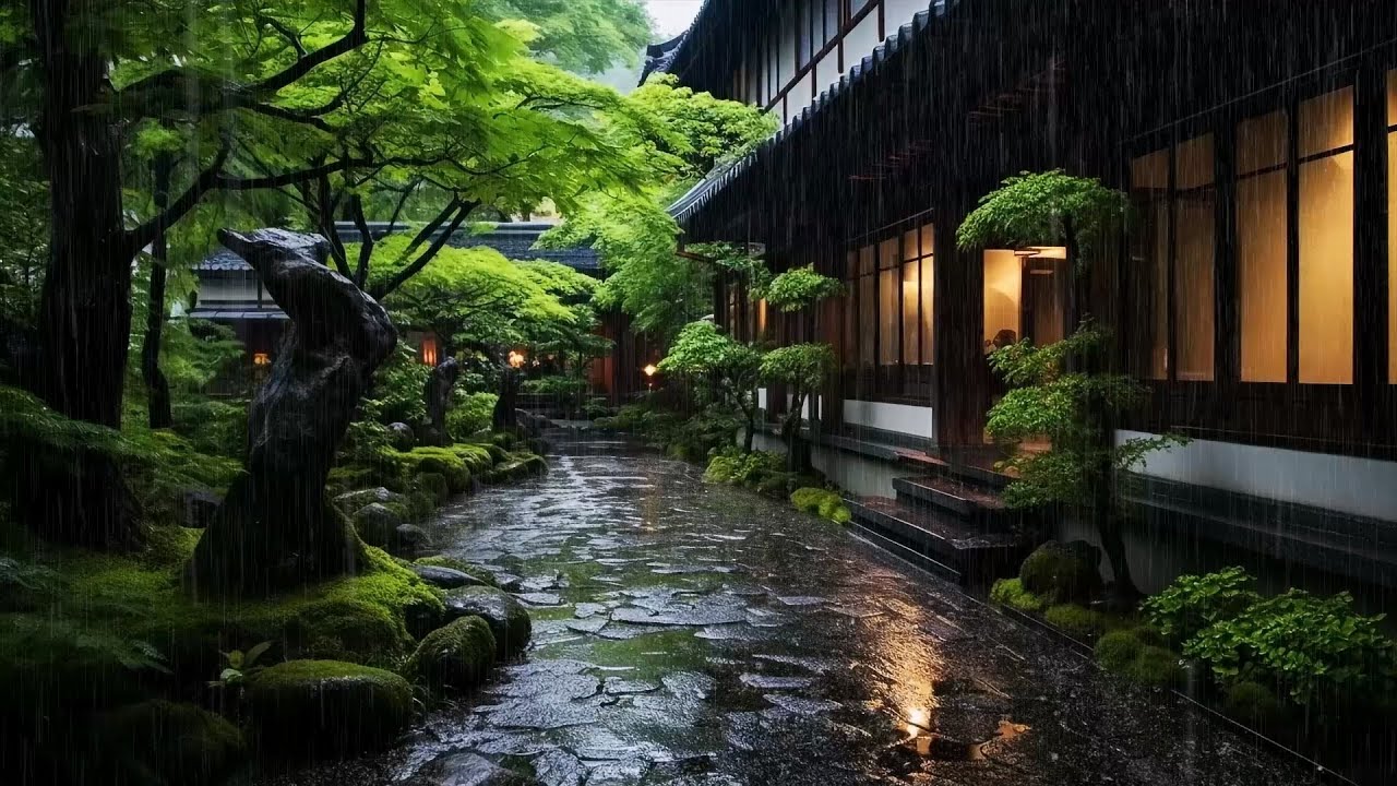 [海洋的野望]在日式庭院里听雨，减轻压力，增强专注力，快速入眠-白噪音频道-优选资源网