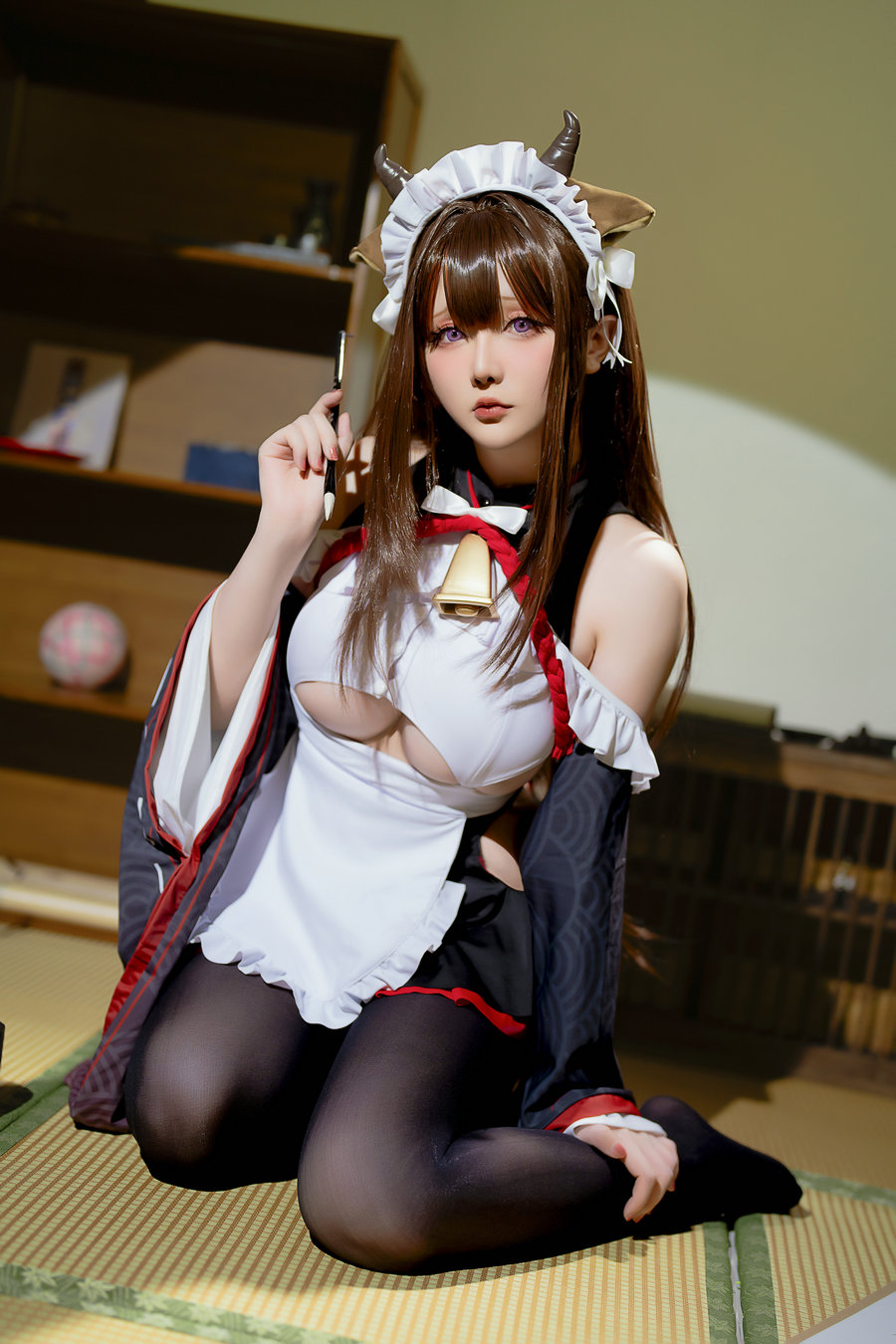 Coser小姐姐星之迟迟 – 碧蓝航线-樫野 女仆 [78P3V-1.15GB]-优选资源网