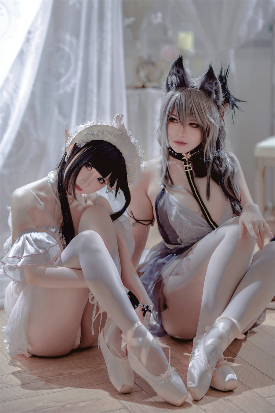 可爱人气Coser面饼仙儿&半半子 – Arknights 黑x森蚺バレエ [56P-484MB]-优选资源网